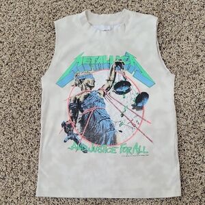 Abercrombie Kids Metallica White Graphic Tank Top